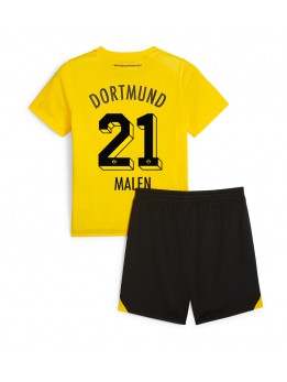 Borussia Dortmund Donyell Malen #21 Replika Hemmakläder Barn 2023-24 Kortärmad (+ byxor)